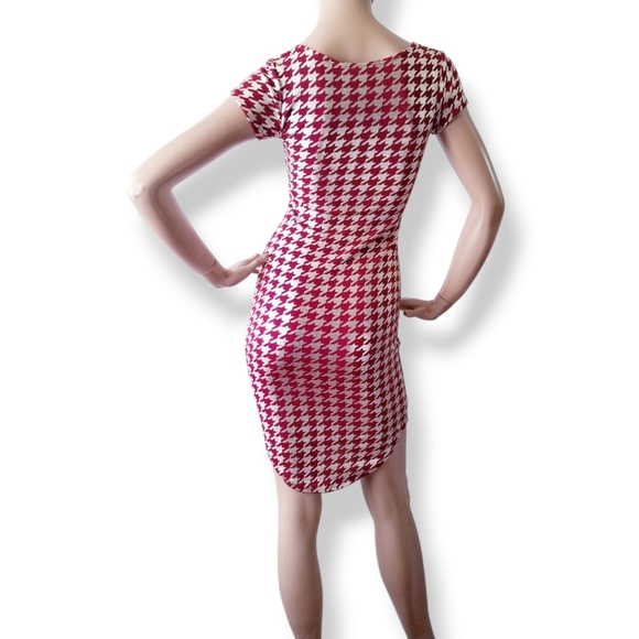 Red & Gold Metallic Houndstooth Bodycon Dress Size Small by Maxi Faldas - Picture 7 of 9